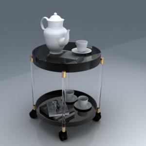 黑色圆形形状咖啡茶叶茶水台子家具