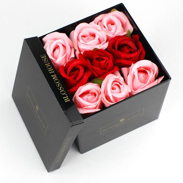 黑色亚克力9玫瑰花朵存储收纳盒子加工定制工厂68991